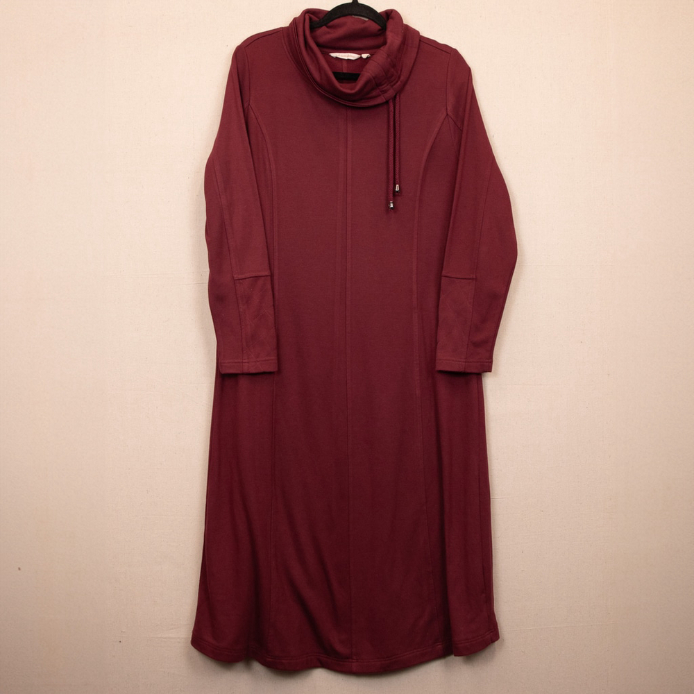 Soft Surroundings turtleneck burgundy midi sweater dress-LP